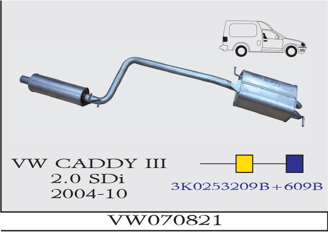 Volkswagen Caddy 1.9 Sdı Arka Orta Susturucu 2004-10