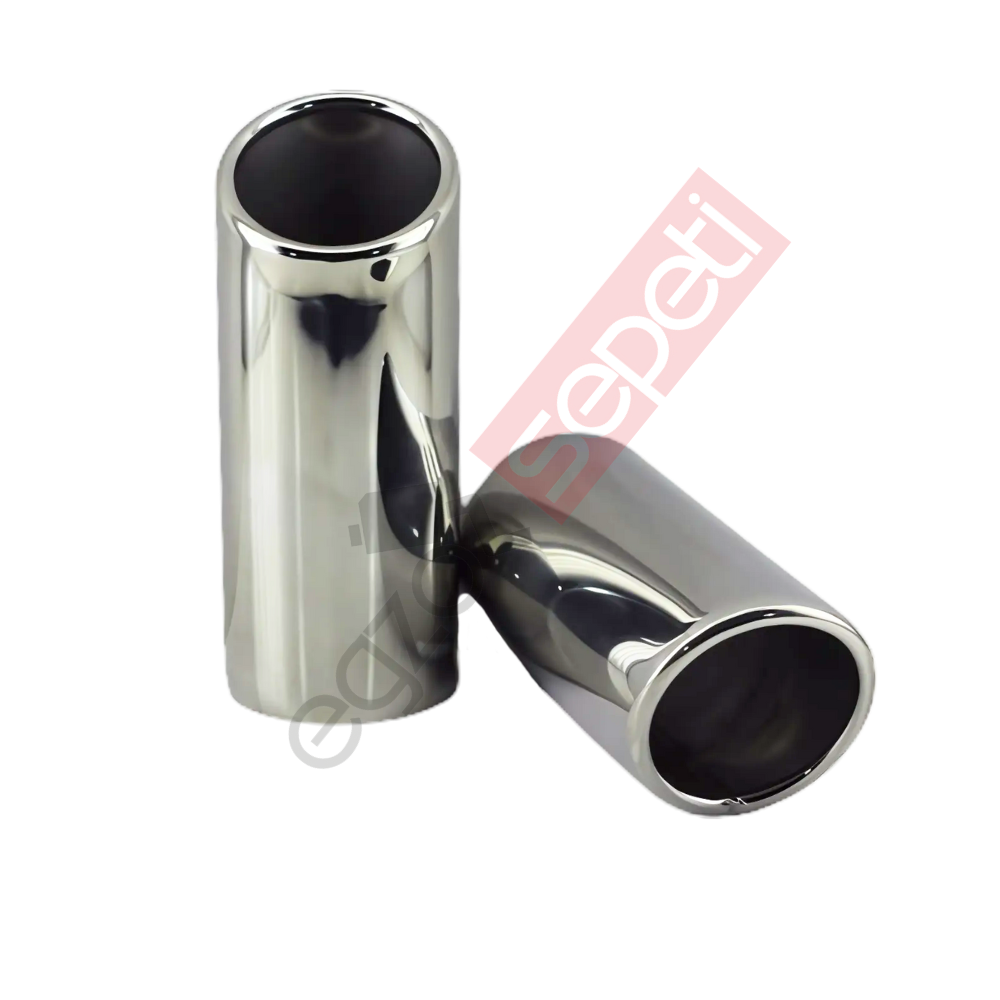 Krom Egzoz Ucu Sağ Ve Sol Takım 304 Kalite Yuvarlak Çap Ölçüsü 65X17 mm