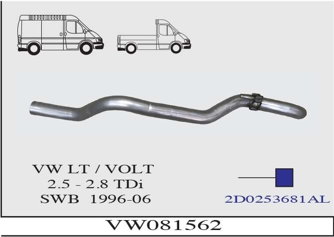 Volkswagen Volt Lt Kısa Şasi 2.5/2.8 Tdi Çıkış Borusu 1996-06