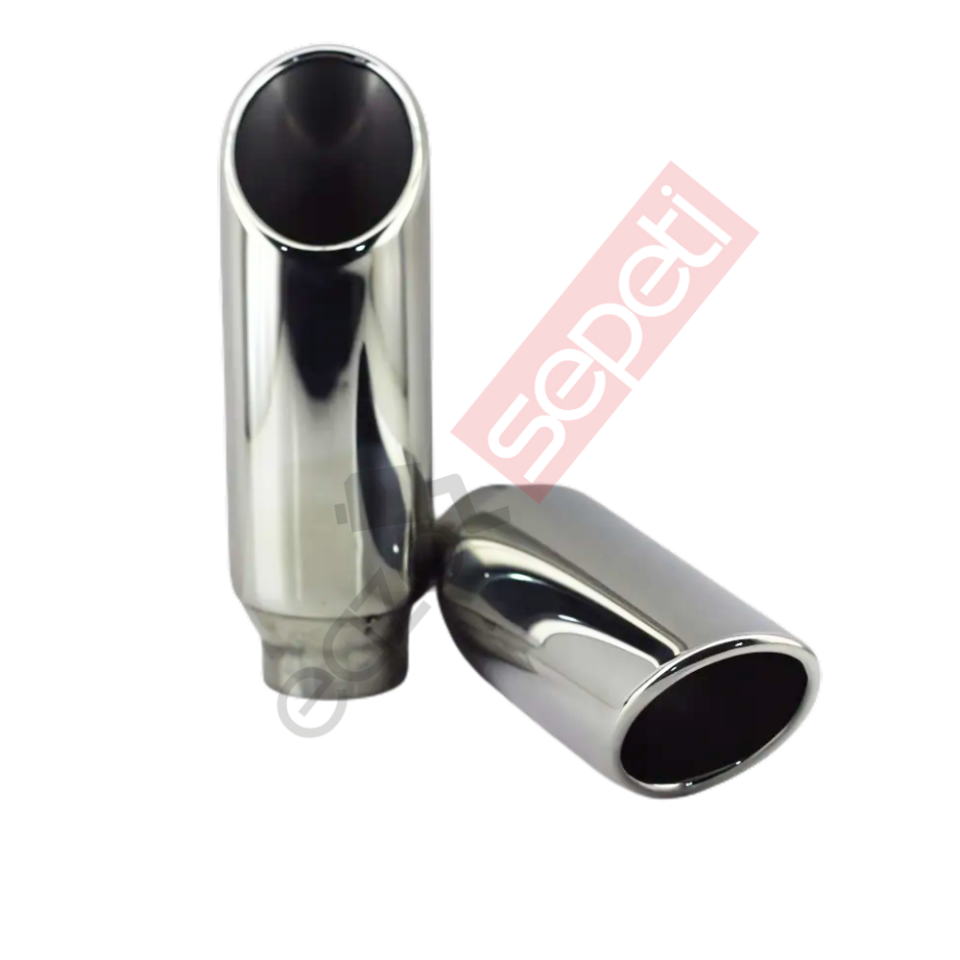 Krom Egzoz Ucu Sağ Ve Sol Takım 304 Kalite Yuvarlak Çap Ölçüsü 70X200 mm