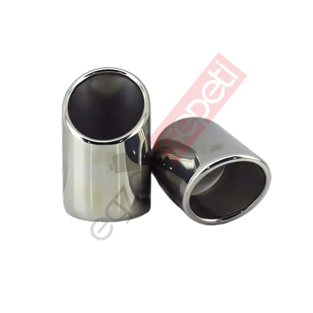 Krom Egzoz Ucu Sağ Ve Sol Takım 304 Kalite Yuvarlak Çap Ölçüsü 75X120 mm