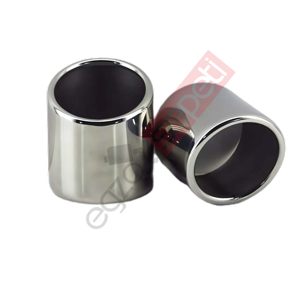 Krom Egzoz Ucu Sağ Ve Sol Takım 304 Kalite Yuvarlak Çap Ölçüsü 80X120 mm