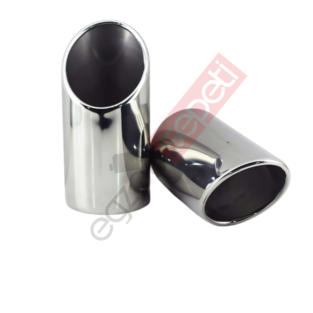 Krom Egzoz Ucu Sağ Ve Sol Takım 304 Kalite Yuvarlak Çap Ölçüsü 90X200 mm