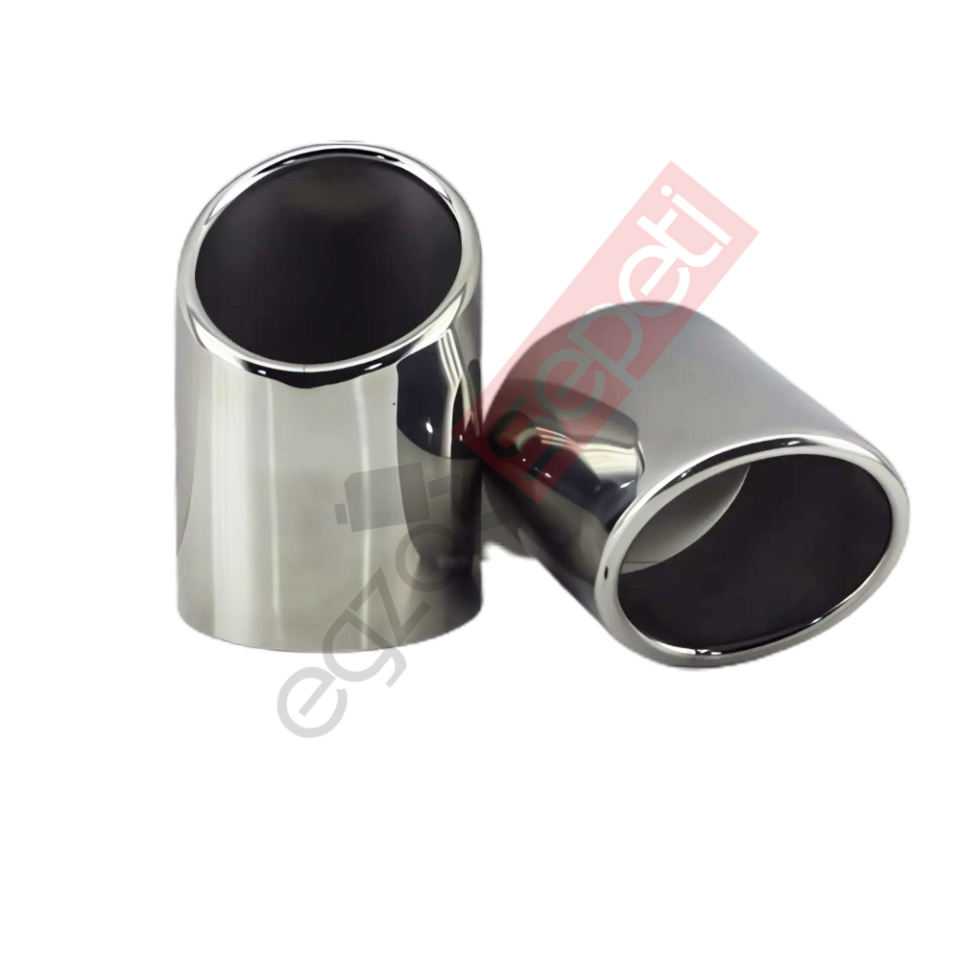 Krom Egzoz Ucu Sağ Ve Sol Takım 304 Kalite Yuvarlak Çap Ölçüsü 72X120 mm