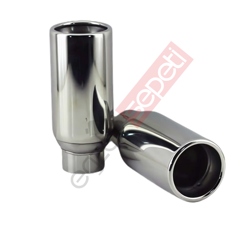 Krom Egzoz Ucu Sağ Ve Sol Takım 304 Kalite Yuvarlak Çap Ölçüsü 65X120 mm