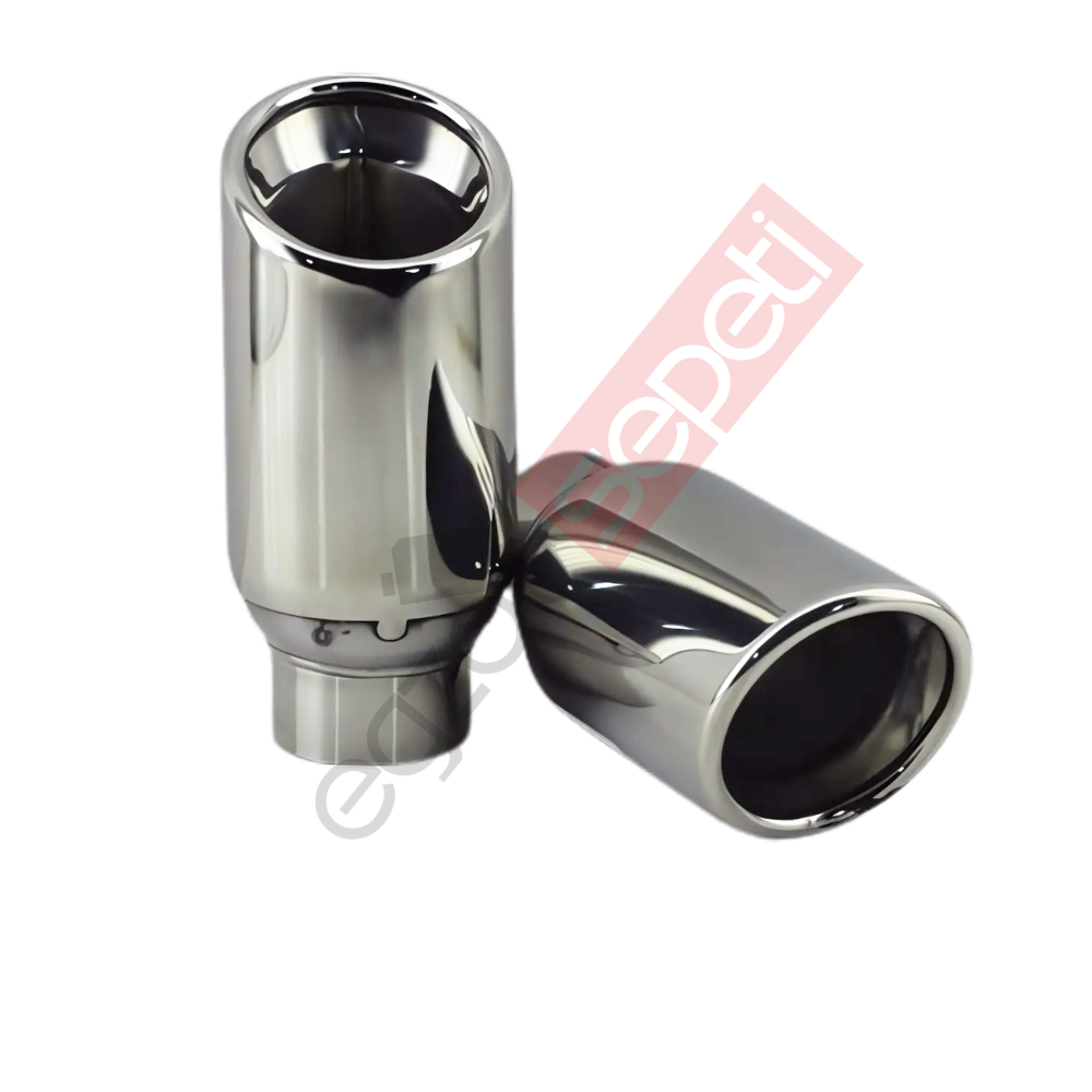 Krom Egzoz Ucu Sağ Ve Sol Takım 304 Kalite Yuvarlak Çap Ölçüsü 65X120 mm