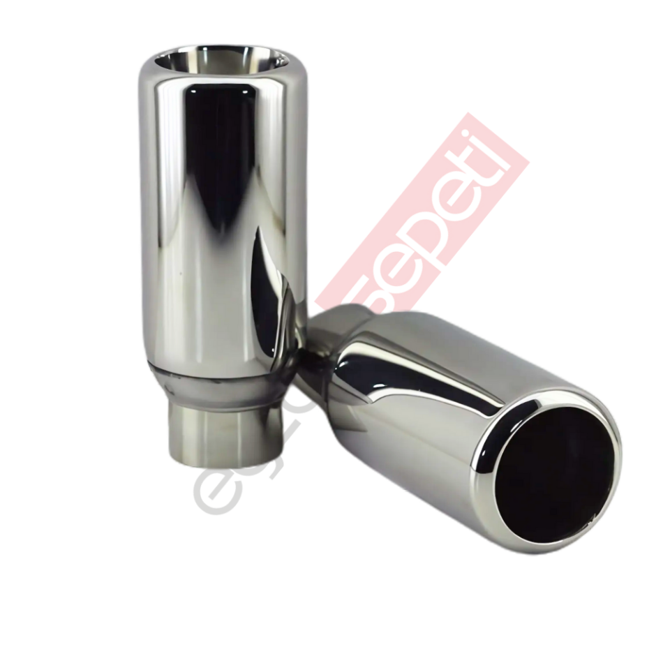 Krom Egzoz Ucu Sağ  Ve Sol Takım 304 Kalite Yuvarlak Çap Ölçüsü 65X120 mm