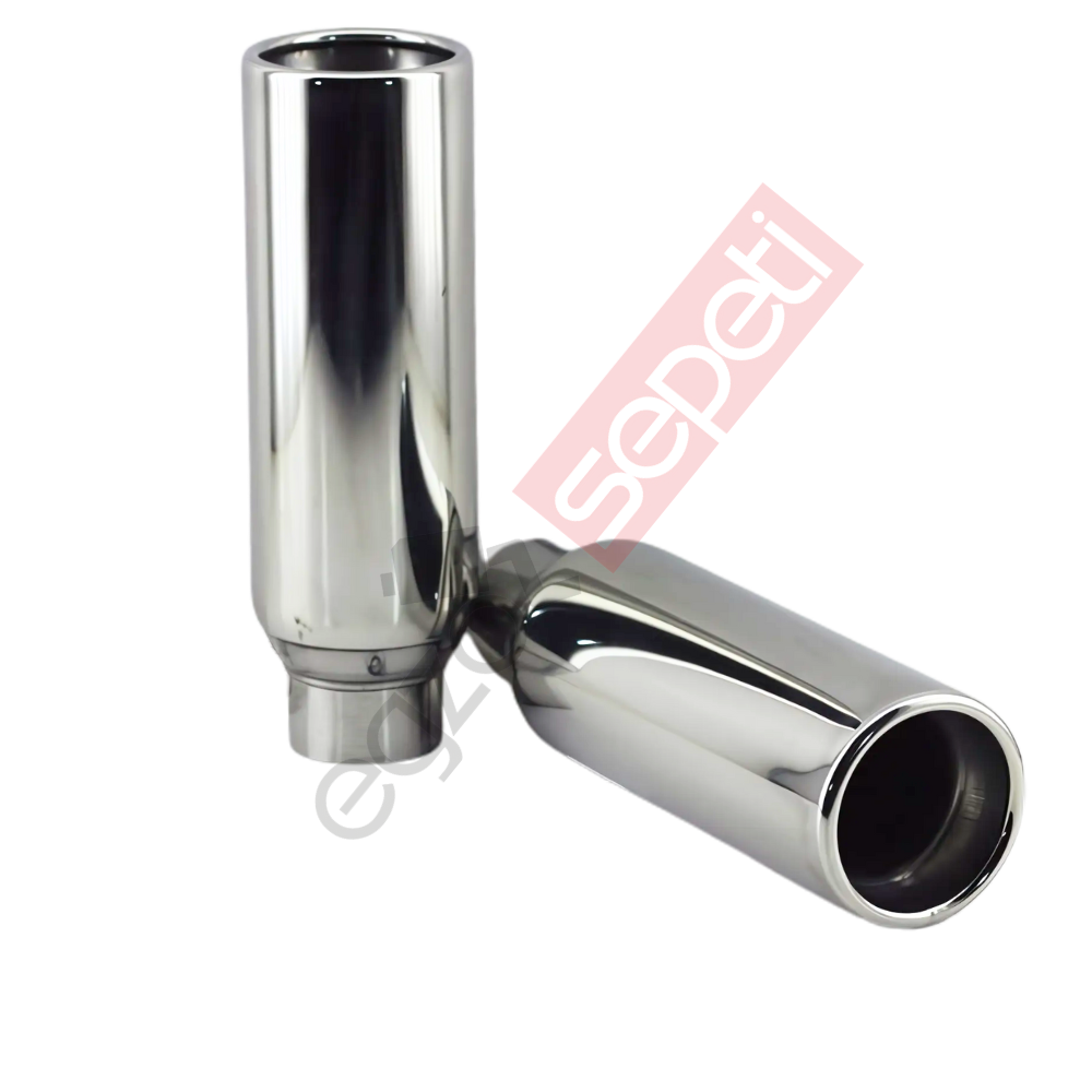 Krom Egzoz Ucu Sağ Ve Sol Takım 304 Kalite Yuvarlak Çap Ölçüsü 65X170 mm