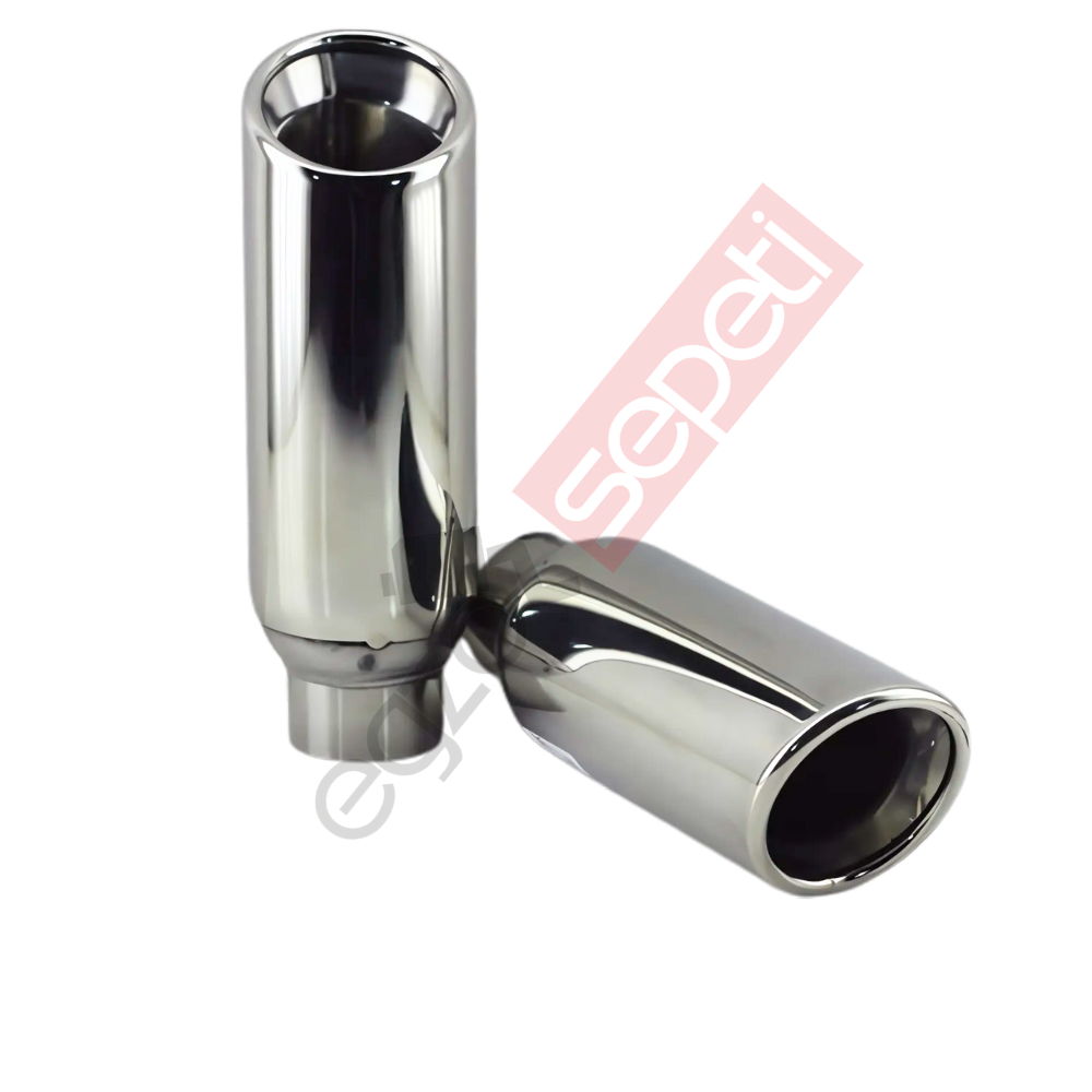 Krom Egzoz Ucu Sağ Ve Sol Takım 304 Kalite Yuvarlak Çap Ölçüsü 65X170 mm
