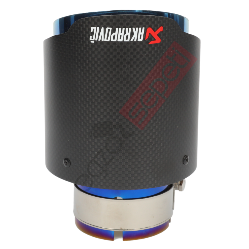Akrapoviç Karbon Egzoz Ucu 100 MM Mat Mavi Gerçek Karbon Malzeme İthal Ürün