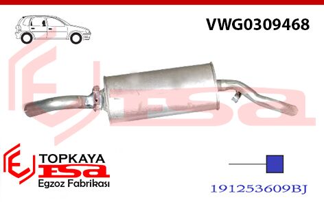 Volkswagen Golf 2 1.3 / 1.6 Arka Susturucu Borulu 1985 > 1992 Benzinli