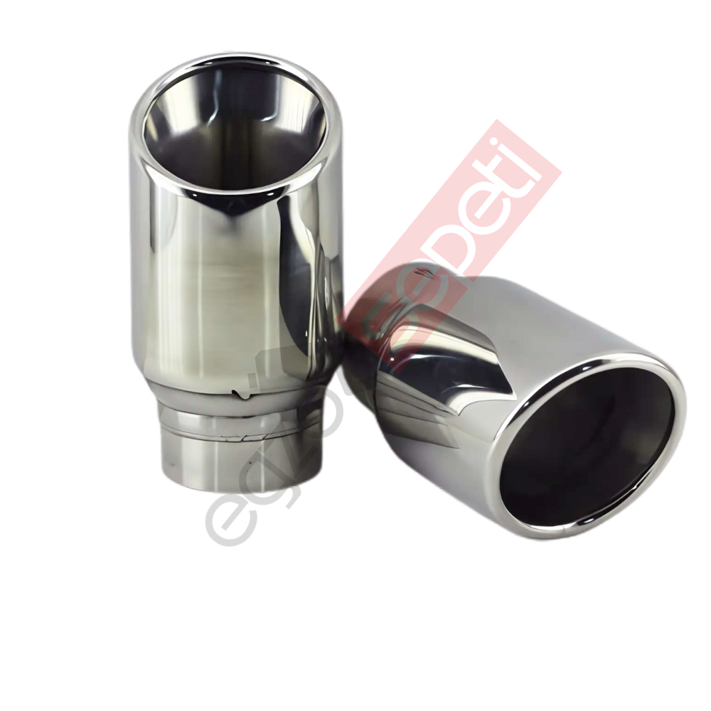 Krom Egzoz Ucu Sağ Ve Sol Takım  304 Kalite Yuvarlak Çap Ölçüsü 80X120 mm