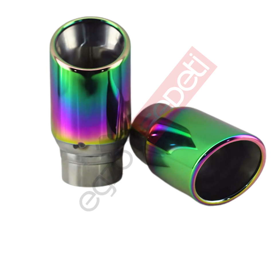 Krom Egzoz Ucu Sağ Ve Sol Takım 304 Kalite Yuvarlak Çap Ölçüsü 80X120 mm