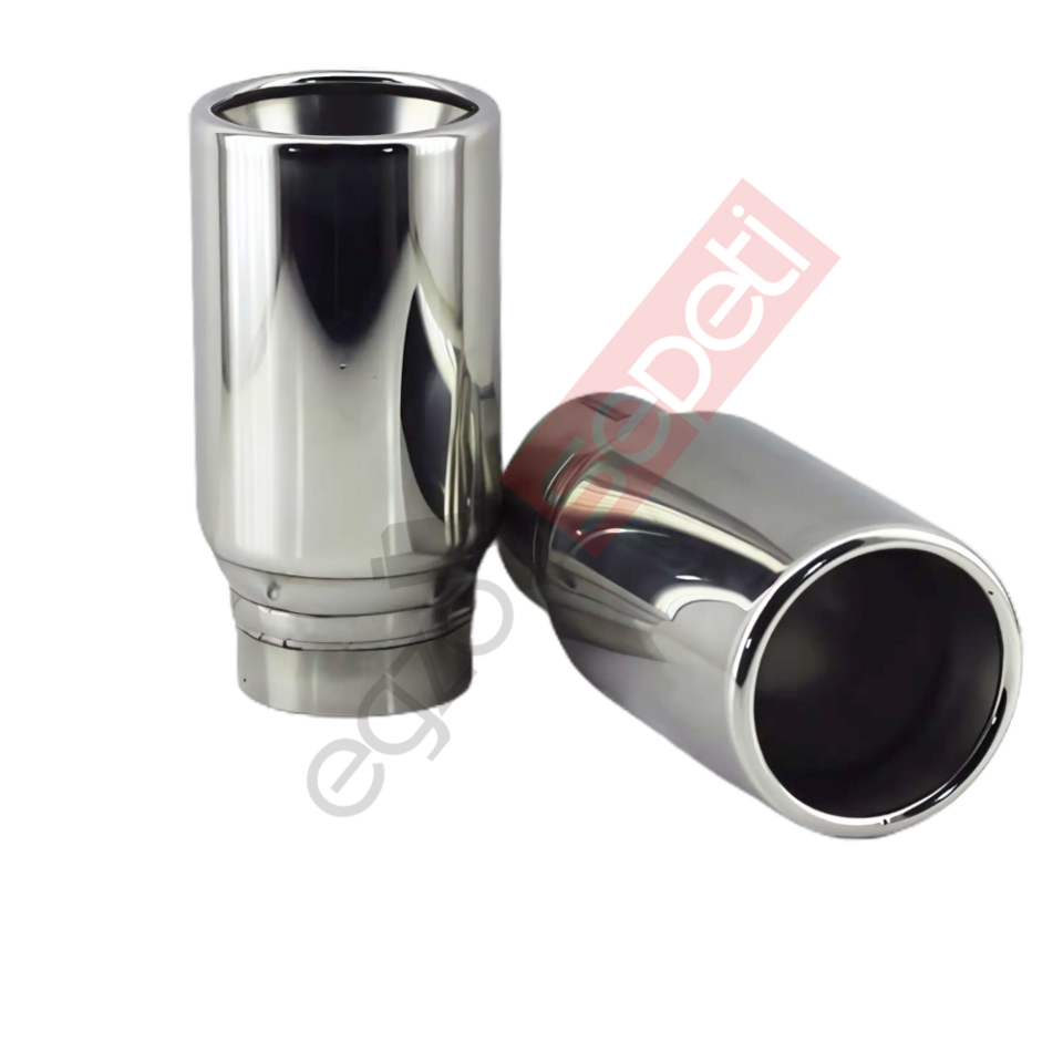 Krom Egzoz Ucu Sağ Ve Sol Takım 304 Kalite Yuvarlak Çap Ölçüsü 80X120 mm