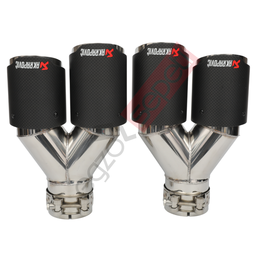 Akrapoviç Karbon Egzoz Ucu 76 MM Çiftli Mat Krom Sag Ve Sol Takım Gerçek Karbon Malzeme İthal Ürün