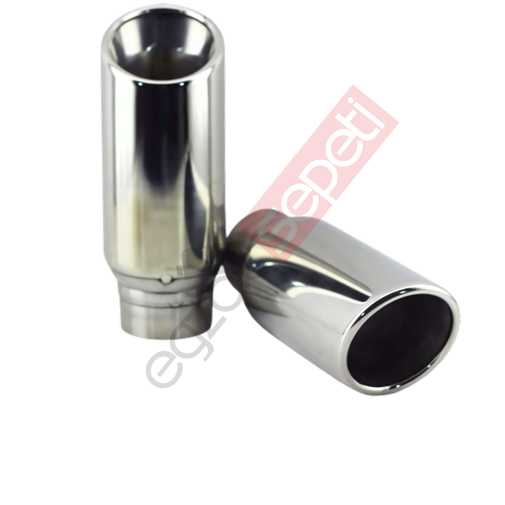 Krom Egzoz Ucu Sağ Ve Sol Takım 304 Kalite Yuvarlak Çap Ölçüsü 80X170 mm