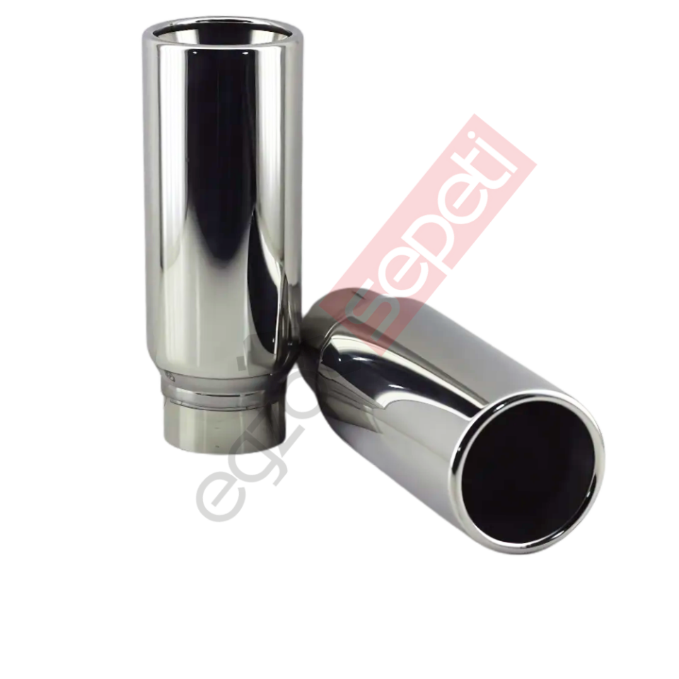 Krom Egzoz Ucu Sağ Ve Sol Takım 304 Kalite Yuvarlak Çap Ölçüsü 80X170 mm