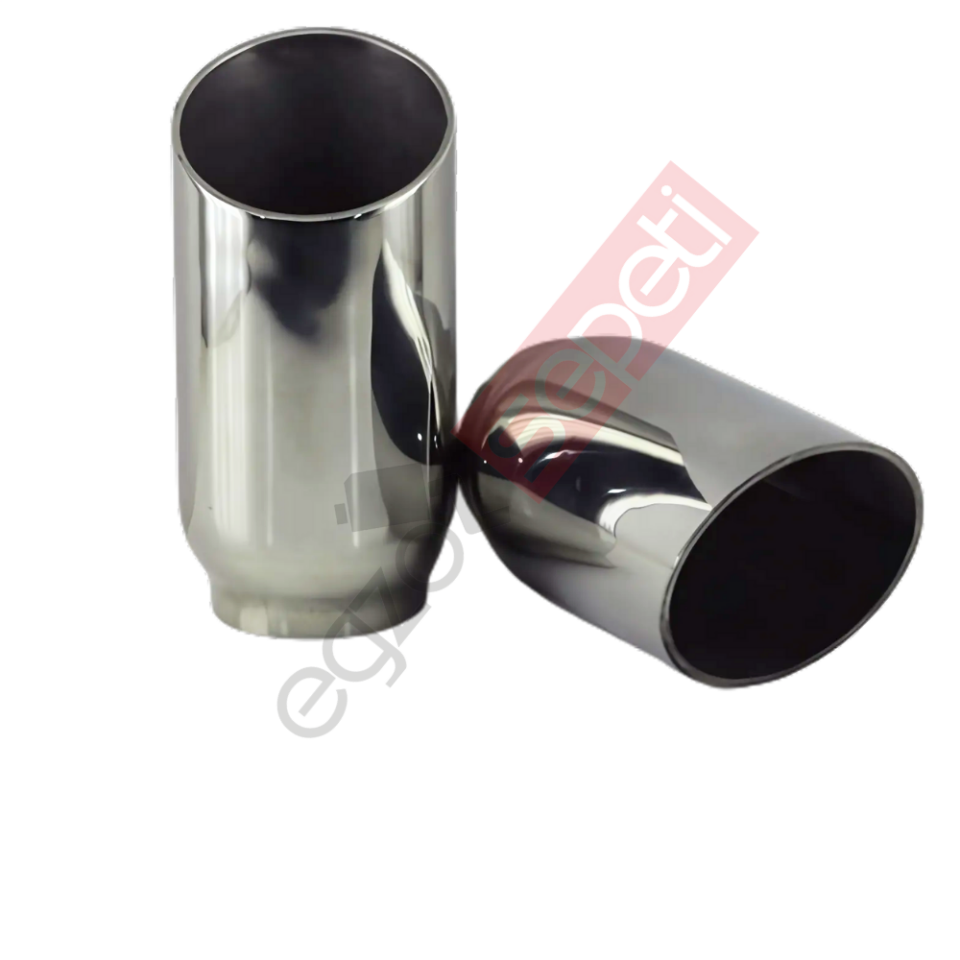 Krom Egzoz Ucu Sağ Ve Sol Takım 304 Kalite Yuvarlak Çap Ölçüsü 80X107 mm