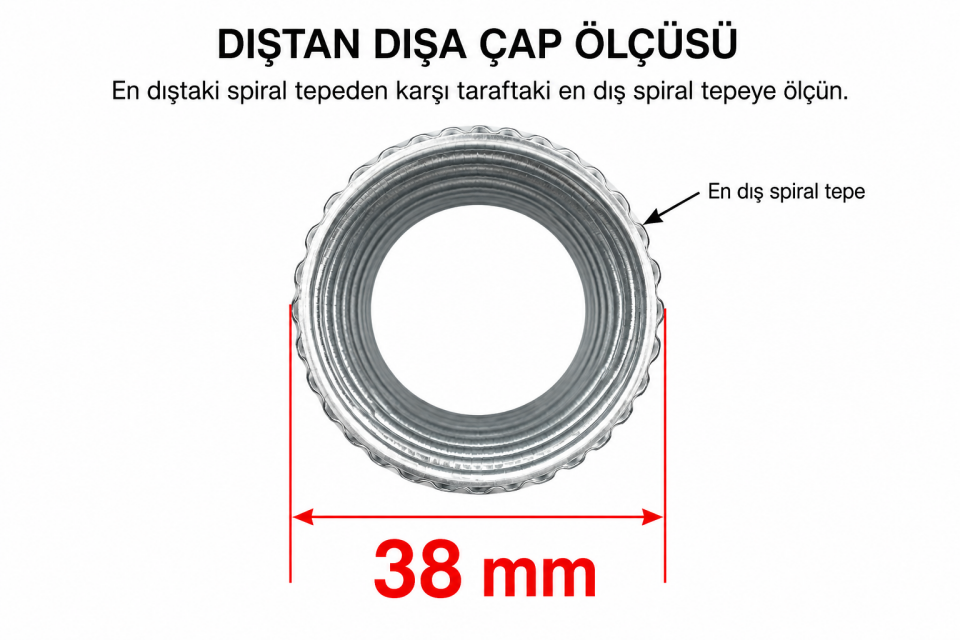38 MM SPİRAL BORU 1 METRE GALVANİZ