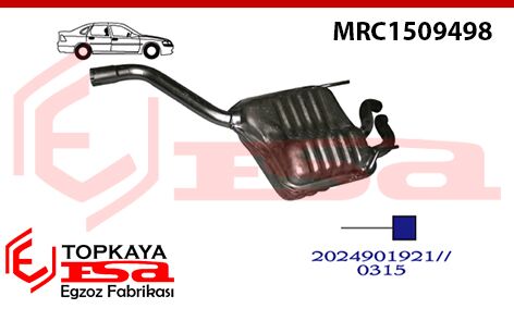 Mercedes C200 W202 Kasa Arka Susturucu Borulu Baskılı 1993 > 2000