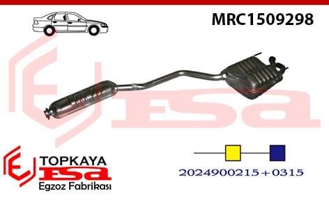 Mercedes C220 202 Kasa Arka Ve Orta Susturucu Baskılı 1993 > 1995