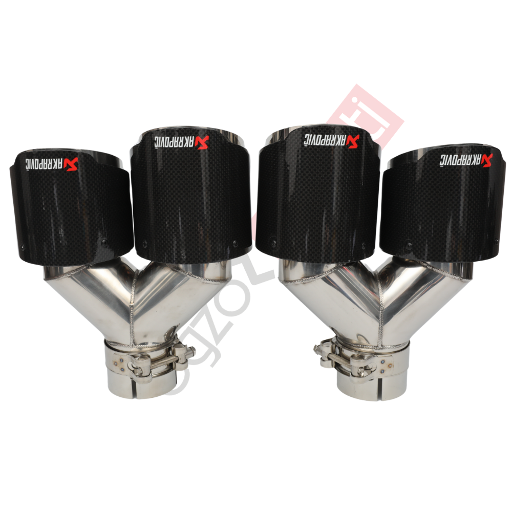 Akrapoviç Karbon Egzoz Ucu 100 MM Çiftli Parlak Sag Ve Sol Takım Gerçek Karbon Malzeme İthal Ürün