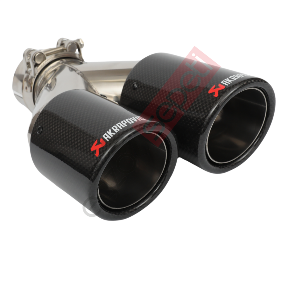 Akrapoviç Karbon Egzoz Ucu 76 MM Çiftli Dudaklı Parlak Sol Gerçek Karbon Malzemem İthal Ürün