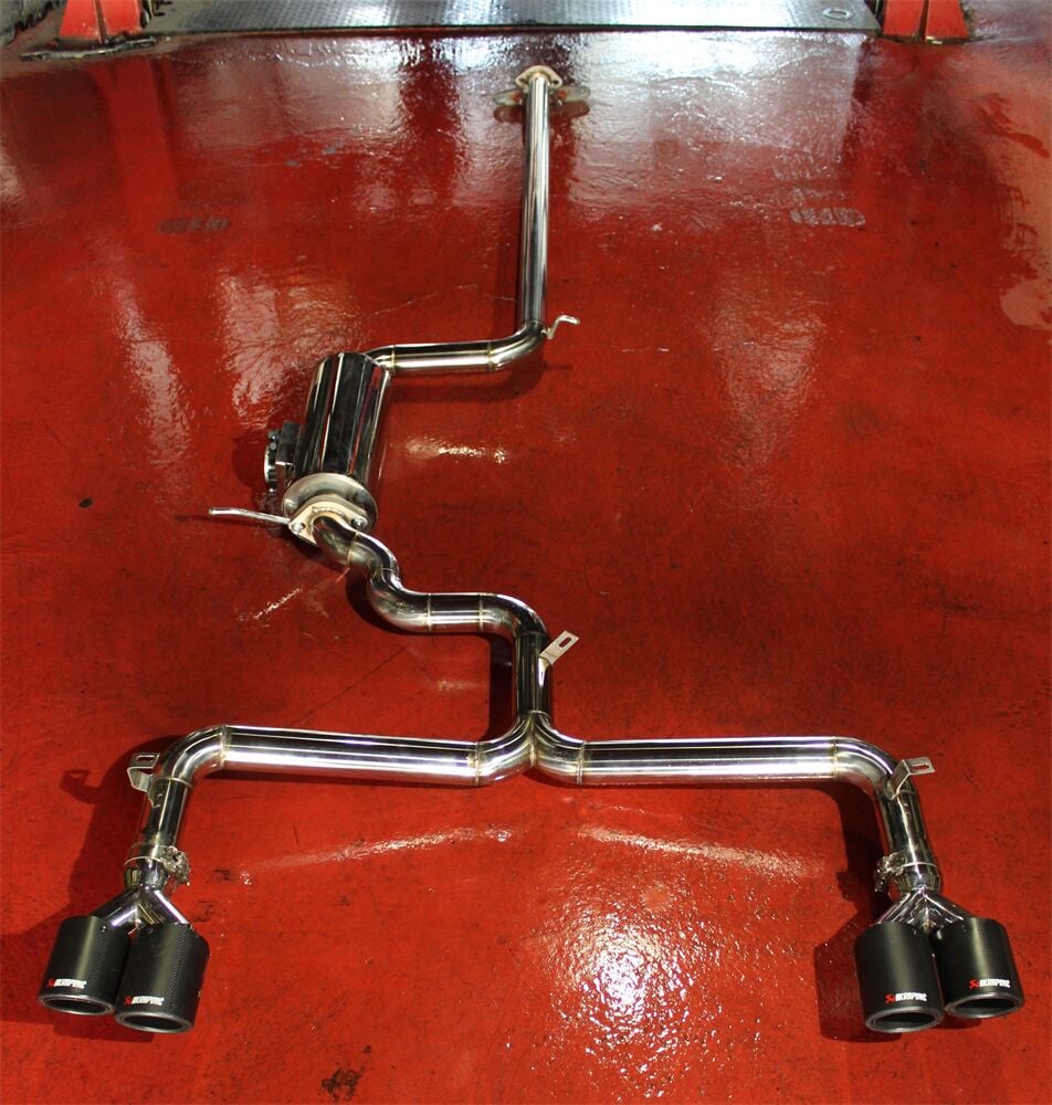 Audi A3 1.4 / 1.5 Benzinli Krom Flanşlı Varex 60 mm Krom Borularla Krom Kit Ve Akrapoviç Uçlar