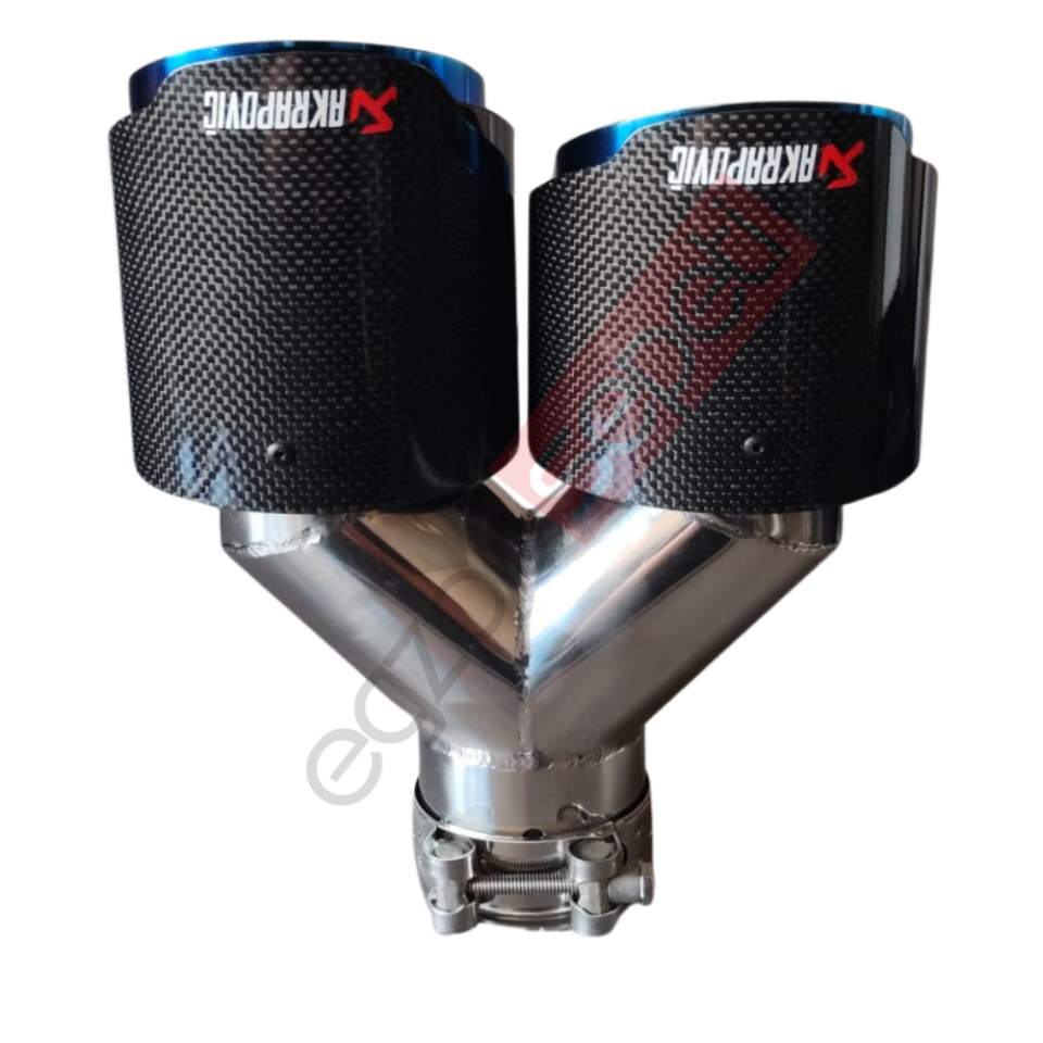 Akrapoviç Karbon Egzoz Ucu 100 MM Çiftli Mavi Parlak Sol Gerçek Karbon Malzeme İthal Ürün