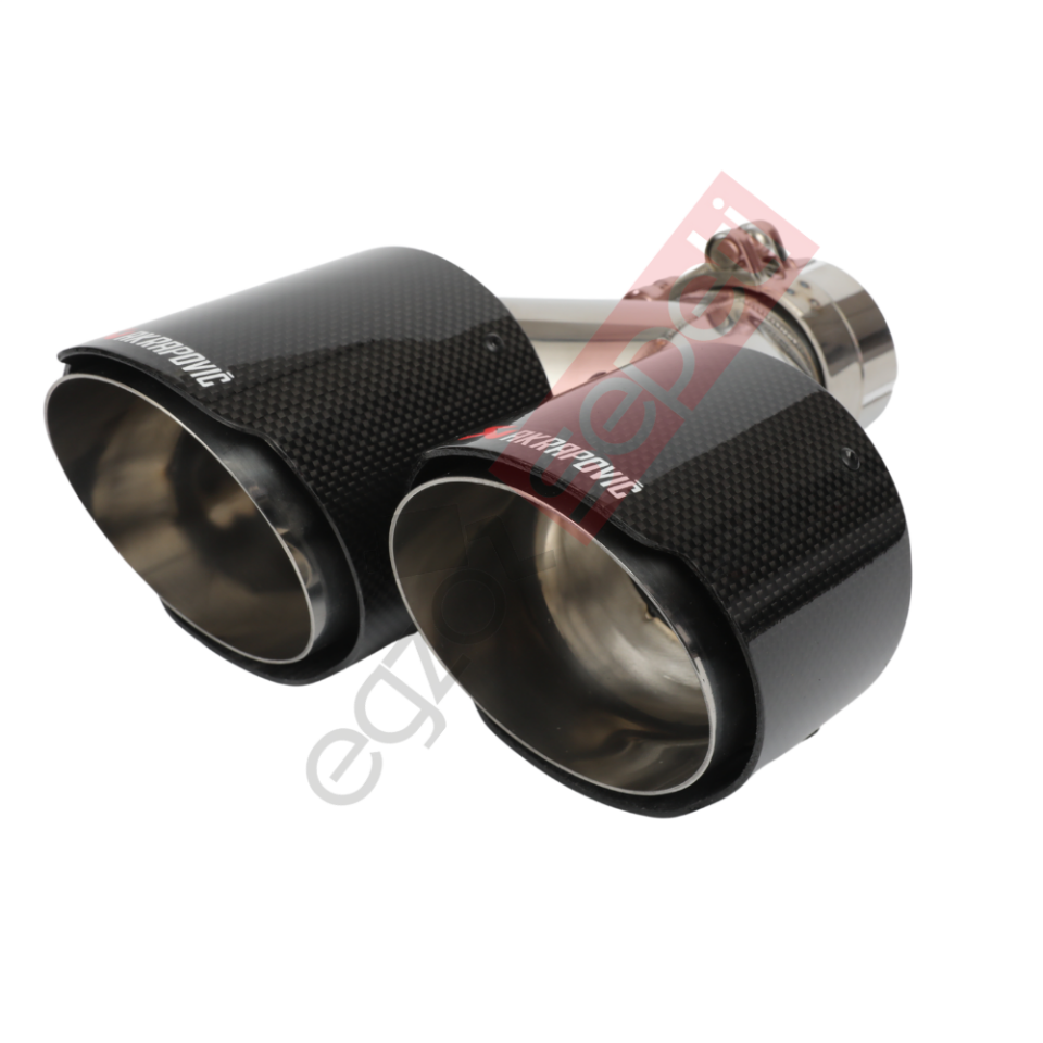 Akrapoviç Karbon Egzoz Ucu 100 MM Çiftli Parlak Sag Gerçek Karbon Malzeme İthal Ürün