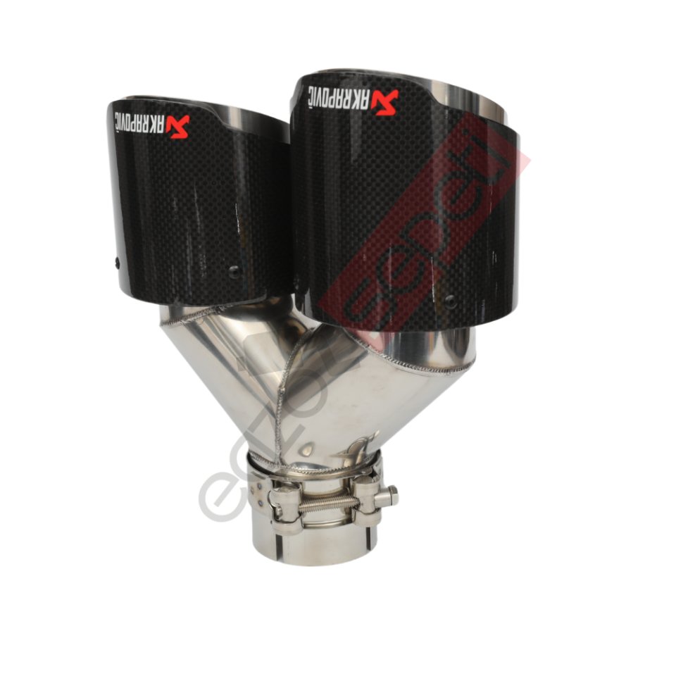 Akrapoviç Karbon Egzoz Ucu 100 MM Çiftli Parlak Sag Gerçek Karbon Malzeme İthal Ürün