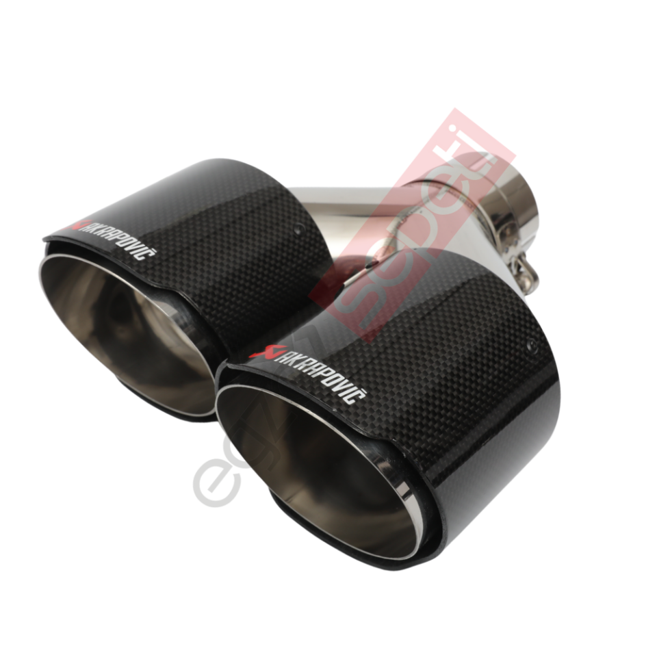 Akrapoviç Karbon Egzoz Ucu 100 MM Çiftli Parlak Sol Gerçek Karbon Malzeme İthal Ürün