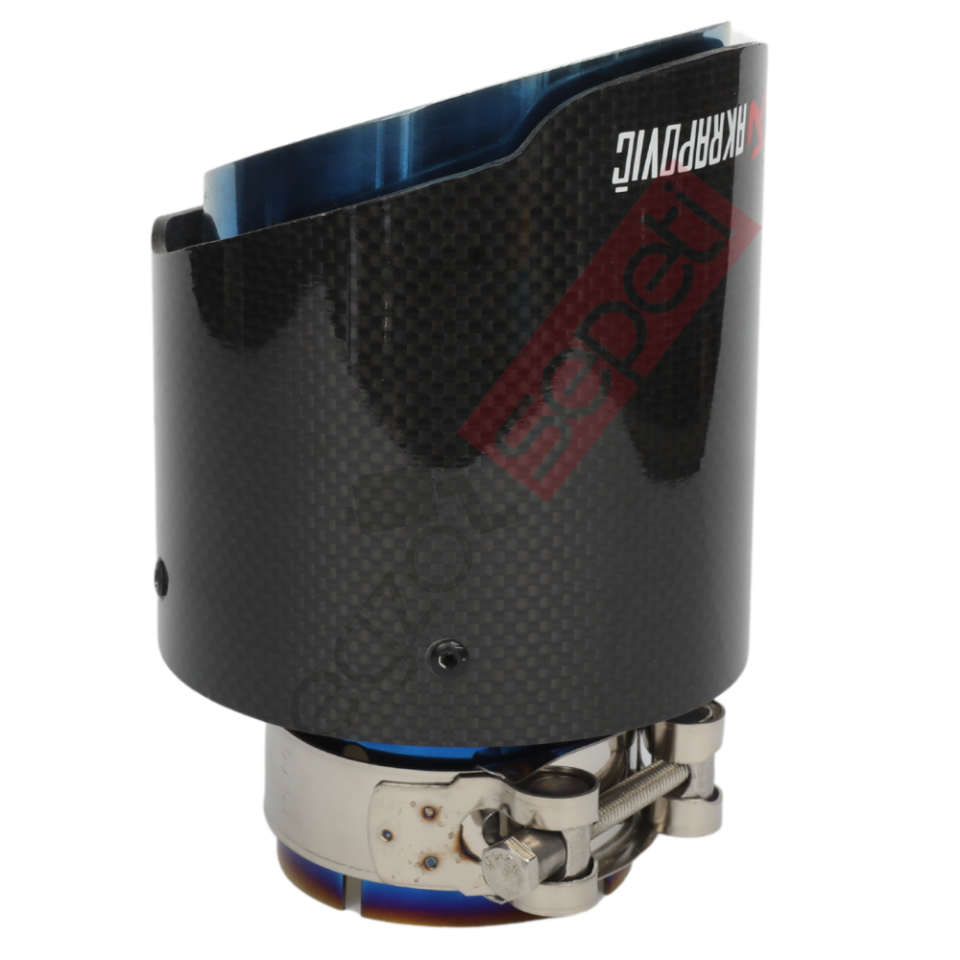 Akrapoviç Karbon Egzoz Ucu 100 MM Parlak Mavi Gerçek Karbon Malzeme İthal Ürün