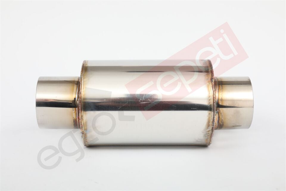 Özel Üretim Rezonatör 60 Çap 304 Krom, Elyaflı Spor Susturucu 15 CM