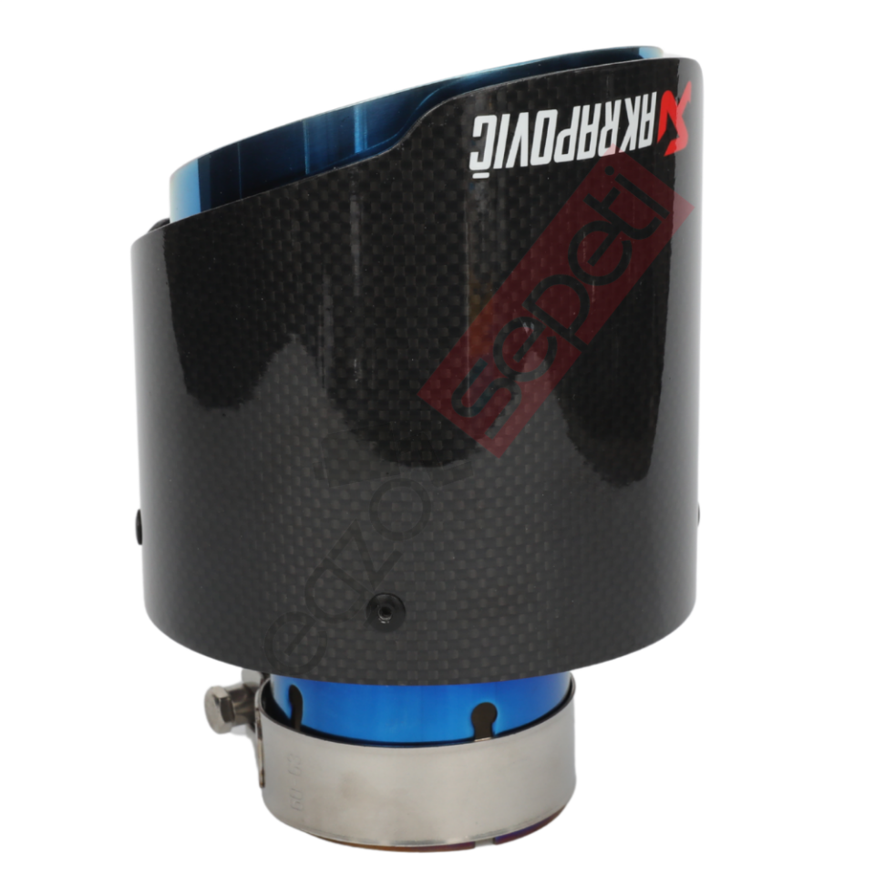 Akrapoviç Karbon Egzoz Ucu 114 MM Parlak Mavi Gerçek Karbon Malzeme İthal Ürün