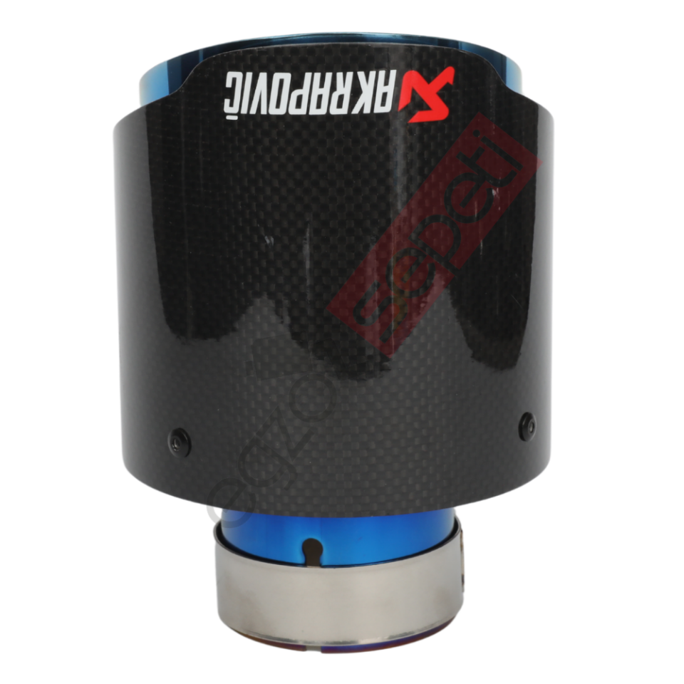 Akrapoviç Karbon Egzoz Ucu 114 MM Parlak Mavi Gerçek Karbon Malzeme İthal Ürün