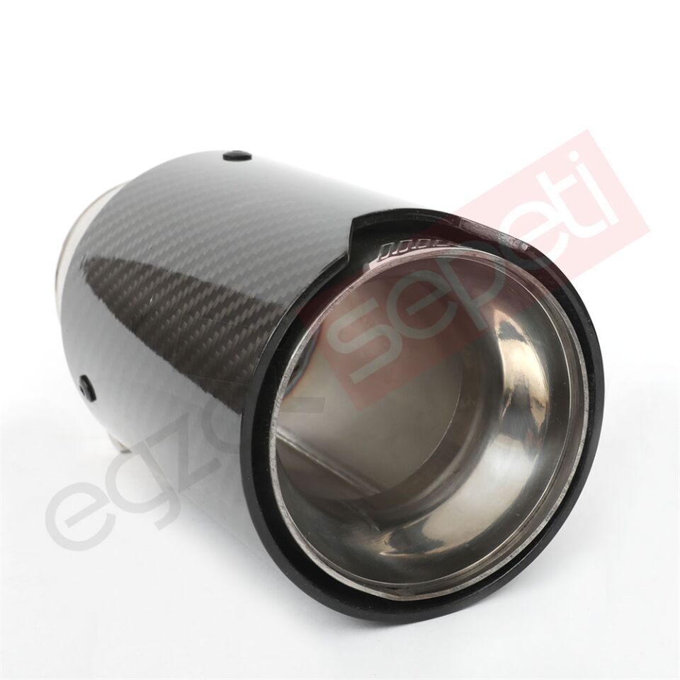 Bmw M Logolu Karbon Egzoz Ucu 90 MM Parlak İçi Deliksiz