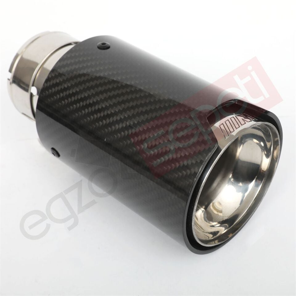 Bmw M Logolu Karbon Egzoz Ucu 90 MM Parlak İçi Deliksiz