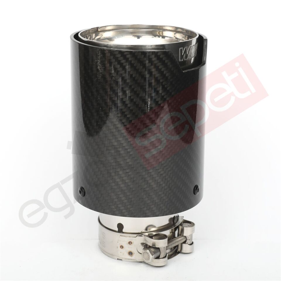 Bmw M Logolu Karbon Egzoz Ucu 100 MM Parlak İçi Deliksiz