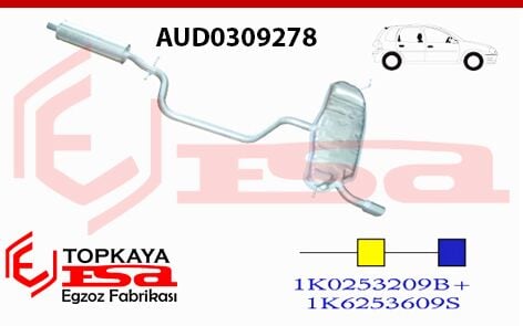 Audi A3 Arka Ve Orta Susturucu Borulu 1.6 İ Baskılı 2003 > 2008