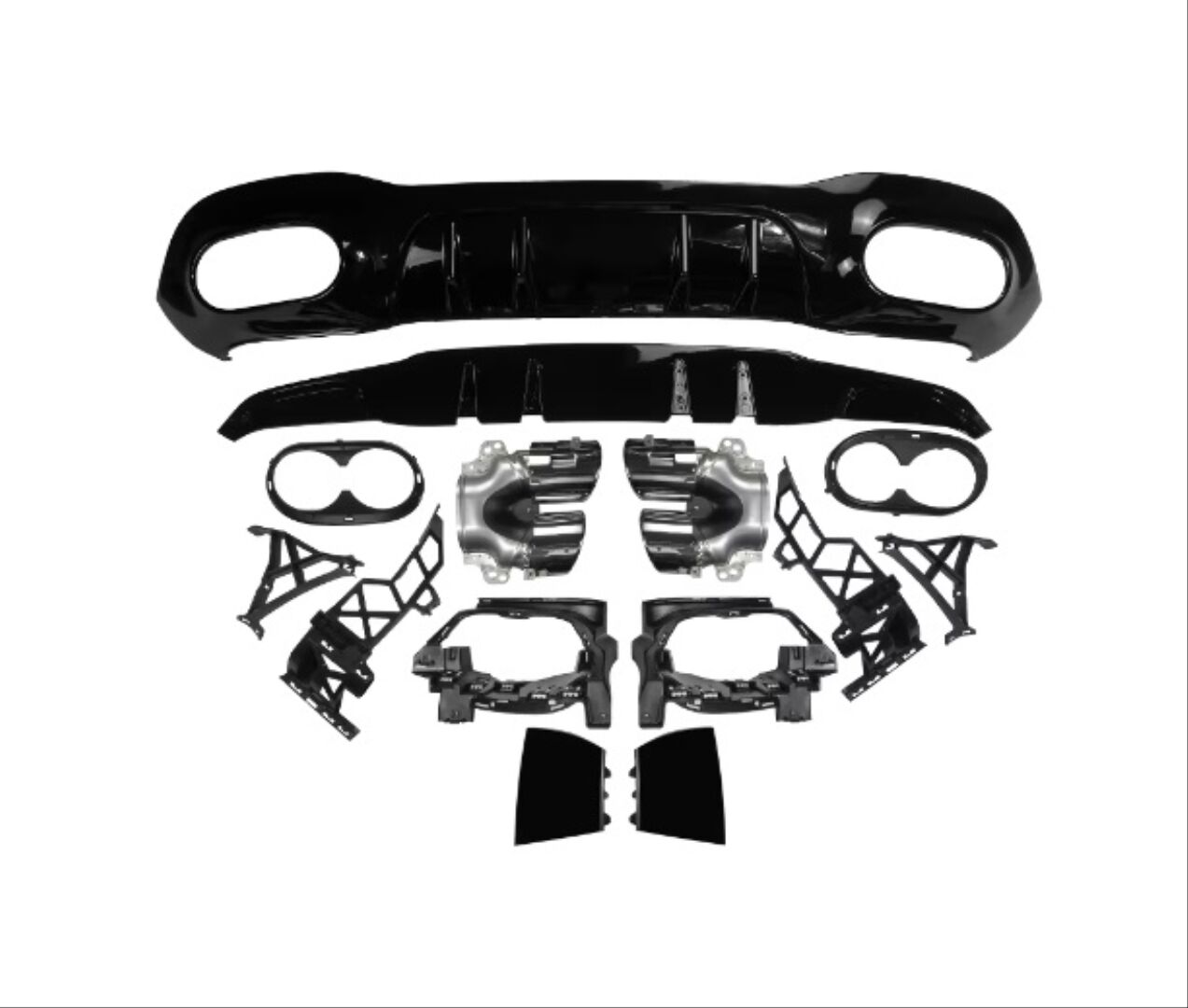 MERCEDES W118 CLA 2019-2022 IÇIN UYUMLU CLA45 DIFUZOR & EGZOZ SETI (SIYAH EGZOZ ILE)