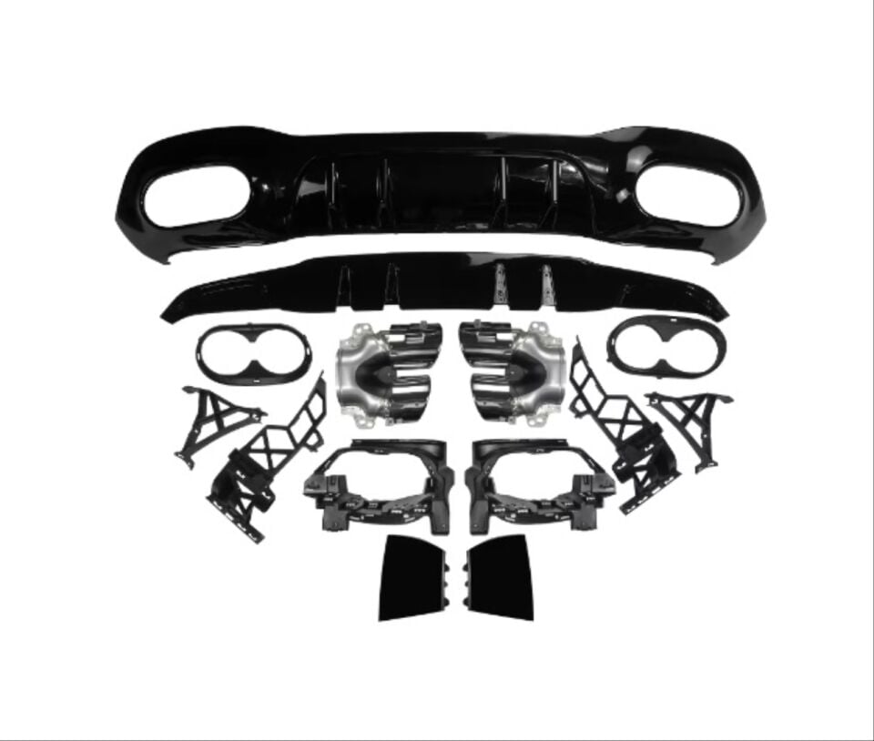 MERCEDES W118 CLA 2019-2022 IÇIN UYUMLU CLA45 DIFUZOR & EGZOZ SETI (SIYAH EGZOZ ILE)