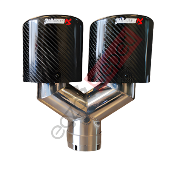 Akrapoviç Karbon Egzoz Ucu 100 MM Çiftli Parlak Siyah Eşit Oval Gerçek Karbon Malzeme İthal Ürün