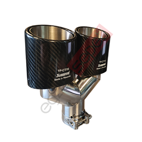 Akrapoviç Karbon Egzoz Ucu 100 MM Çiftli Parlak Siyah Eşit Oval Gerçek Karbon Malzeme İthal Ürün