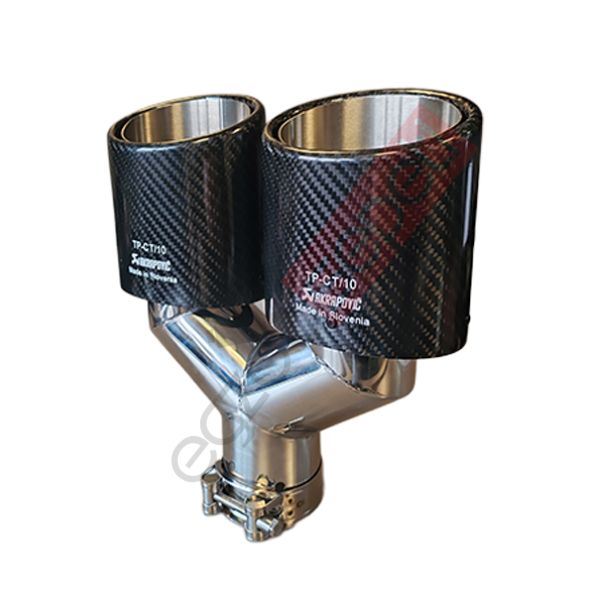 Akrapoviç Karbon Egzoz Ucu 100 MM Çiftli Parlak Siyah Eşit Oval Gerçek Karbon Malzeme İthal Ürün