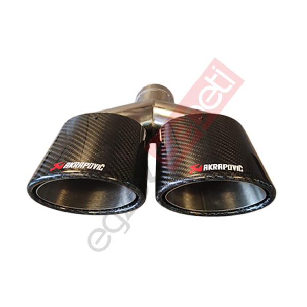 Akrapoviç Karbon Egzoz Ucu 100 MM Çiftli Parlak Siyah Eşit Oval Gerçek Karbon Malzeme İthal Ürün