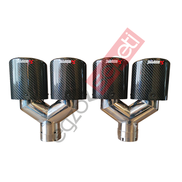 Akrapoviç Karbon Egzoz Ucu 100 MM Çiftli Parlak Siyah Eşit Oval Sağ Ve Sol Takım Gerçek Karbon Malzeme İthal Ürün