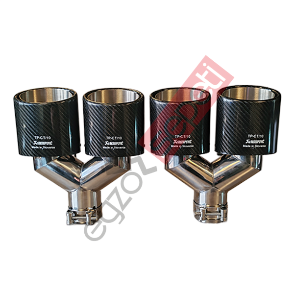 Akrapoviç Karbon Egzoz Ucu 100 MM Çiftli Parlak Siyah Eşit Oval Sağ Ve Sol Takım Gerçek Karbon Malzeme İthal Ürün