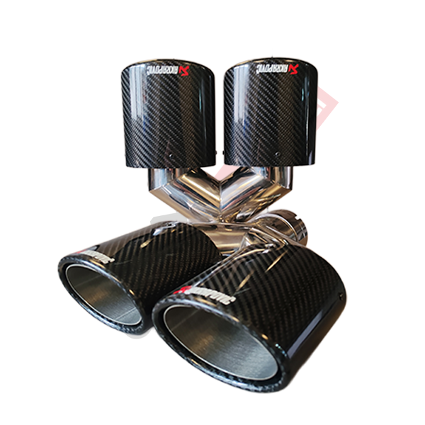 Akrapoviç Karbon Egzoz Ucu 100 MM Çiftli Parlak Siyah Eşit Oval Sağ Ve Sol Takım Gerçek Karbon Malzeme İthal Ürün