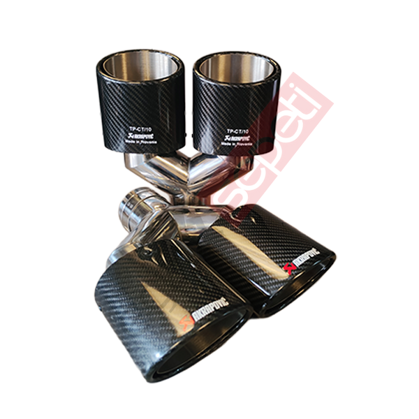 Akrapoviç Karbon Egzoz Ucu 100 MM Çiftli Parlak Siyah Eşit Oval Sağ Ve Sol Takım Gerçek Karbon Malzeme İthal Ürün